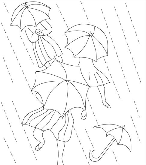 deszcz, parasole - deszcz, burza, pogoda - kolorowanka 101.gif