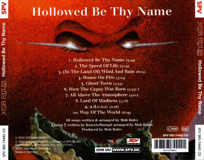 CD BACK COVER - CD BACK COVER - MOB RULES - Hollowed Be Thy Name.bmp