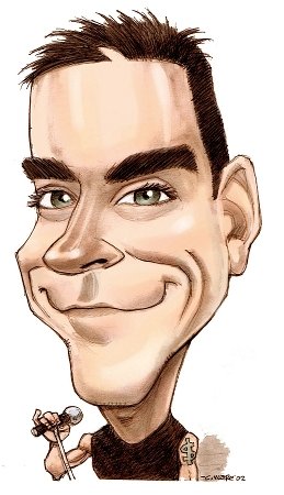 Karykatury gwiazd muzyki - Karykatura Robbiego Williamsa.jpg