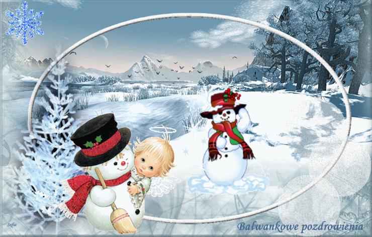 Kartki świąteczne z animacją - bałwankowe pozdrowienia.gif